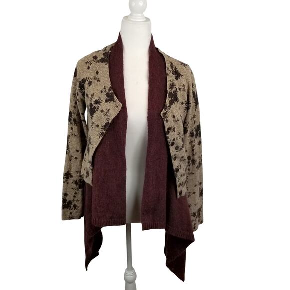 Sleeping On Snow Anthropologie Cozy Times Two Cardigan Sweater Alpaca Layered M - Picture 2 of 8